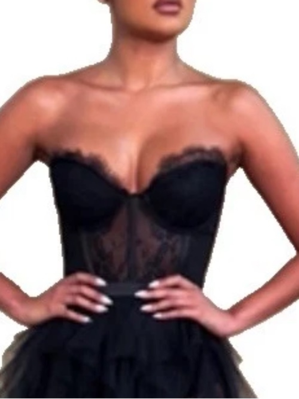 Vintage '80s Gelmart black lace bustier with boning, 38C